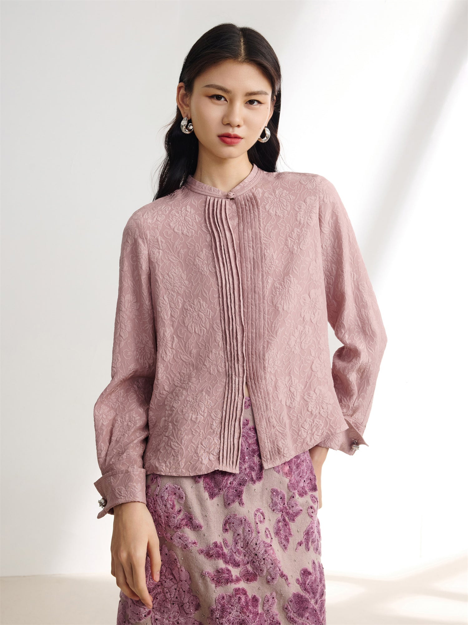 Silk Chinese Style Shirt | Purple