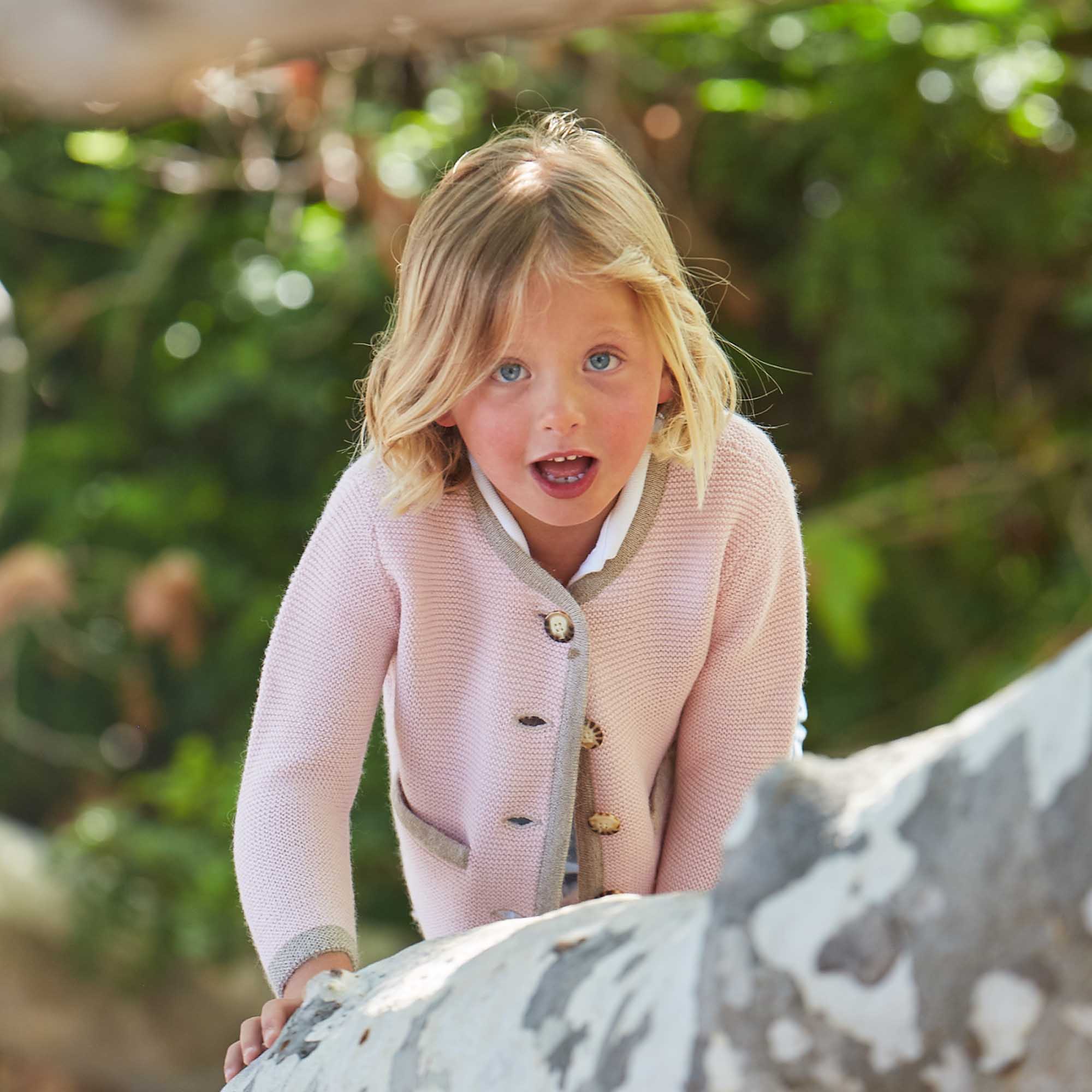 Kids | Salzburg Cardigan | Light Pink / Taupe