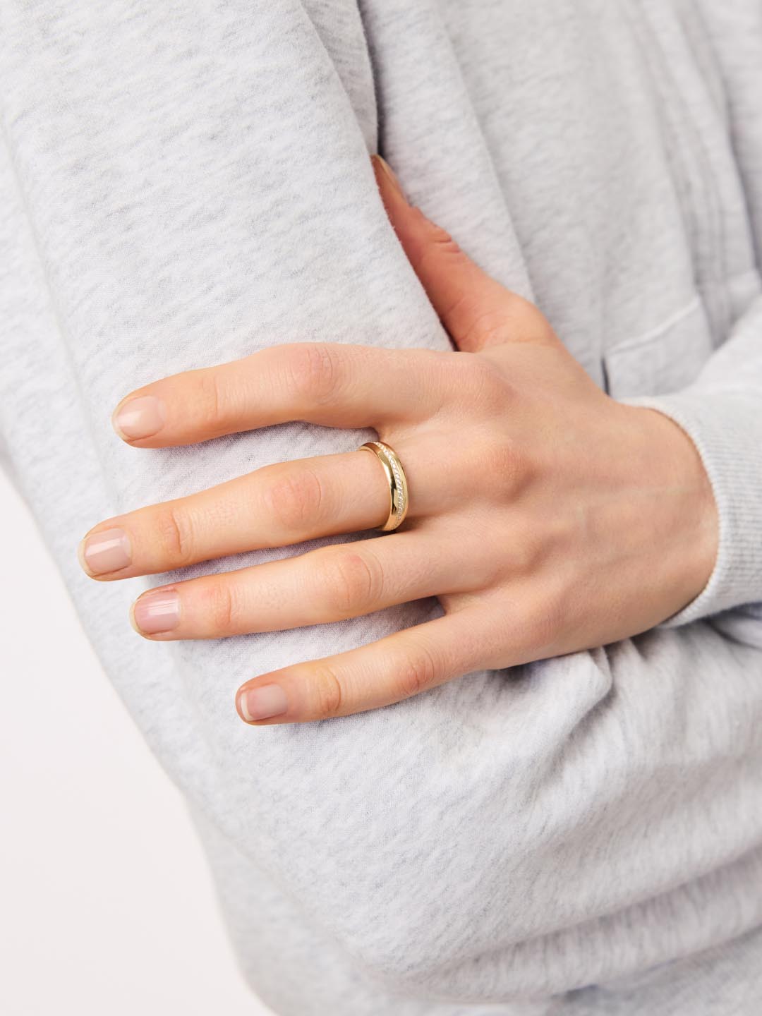 Thatcher Band Ring | 14K Gold on Brass | Cubic Zirconia
