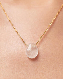 Mini Pebble Necklace | 14K Gold on Brass | Clear Quartz