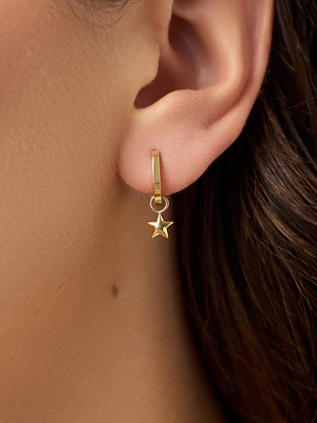 Puffy Star Earring Charms | 14K Gold on Brass