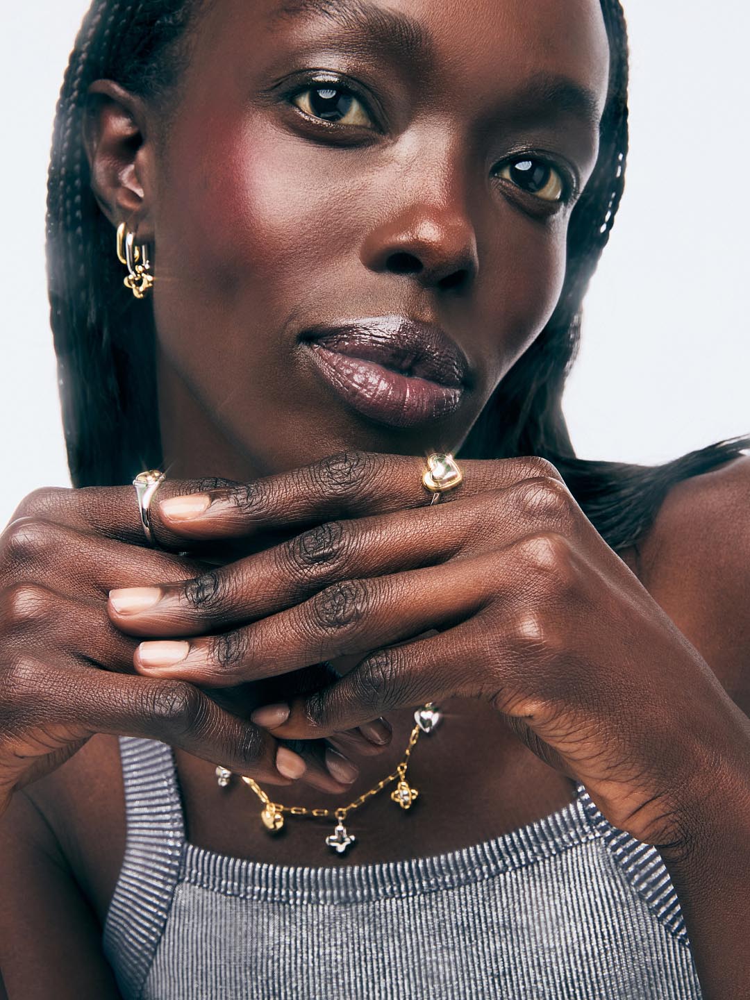 Camelia Heart Ring | 14K Gold on Brass/Rhodium on Brass