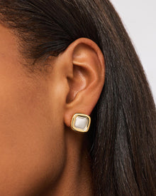 Clara Two Tone Stud Earrings | 14K Gold on Brass/Rhodium on Brass