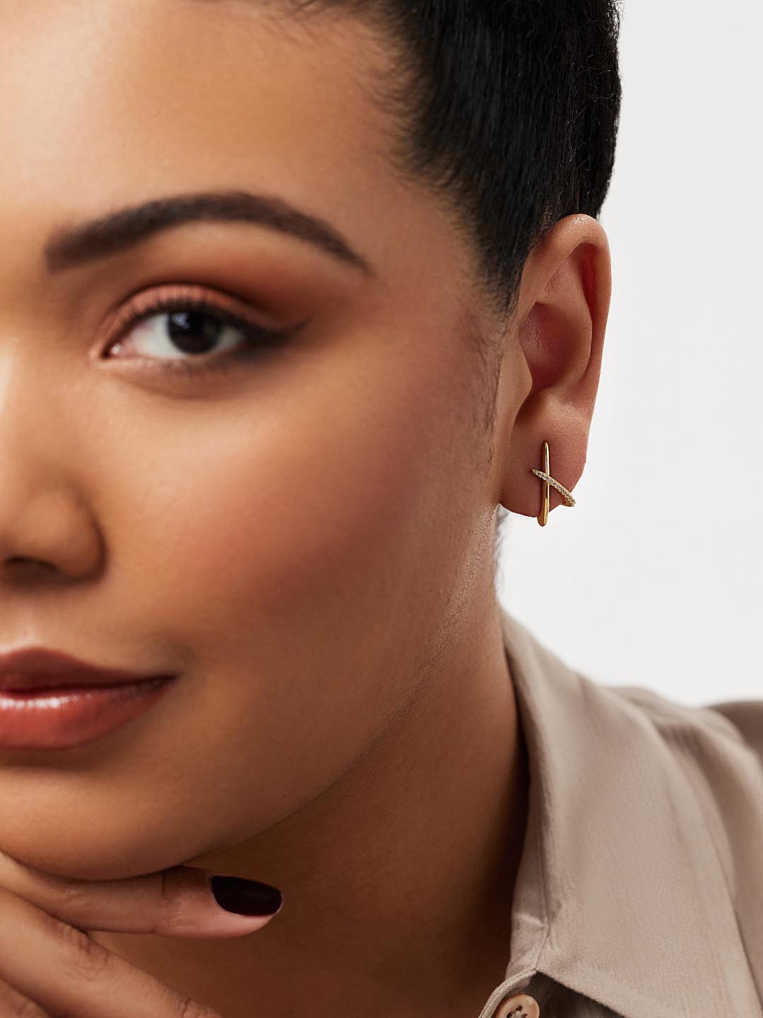 Sloane Pave Stud Earrings | 14K Gold on Brass | Cubic Zirconia