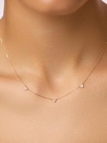Heart Station Necklace | 10K Solid Gold | Diamonds