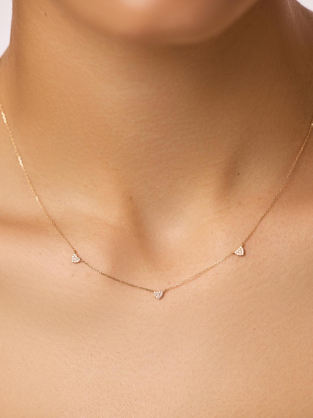 Heart Station Necklace | 10K Solid Gold | Diamonds