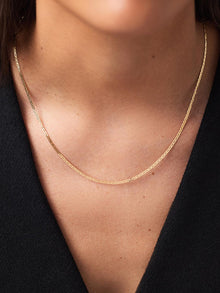 Flat Mariner Chain Necklace | 10K Solid Yellow Gold