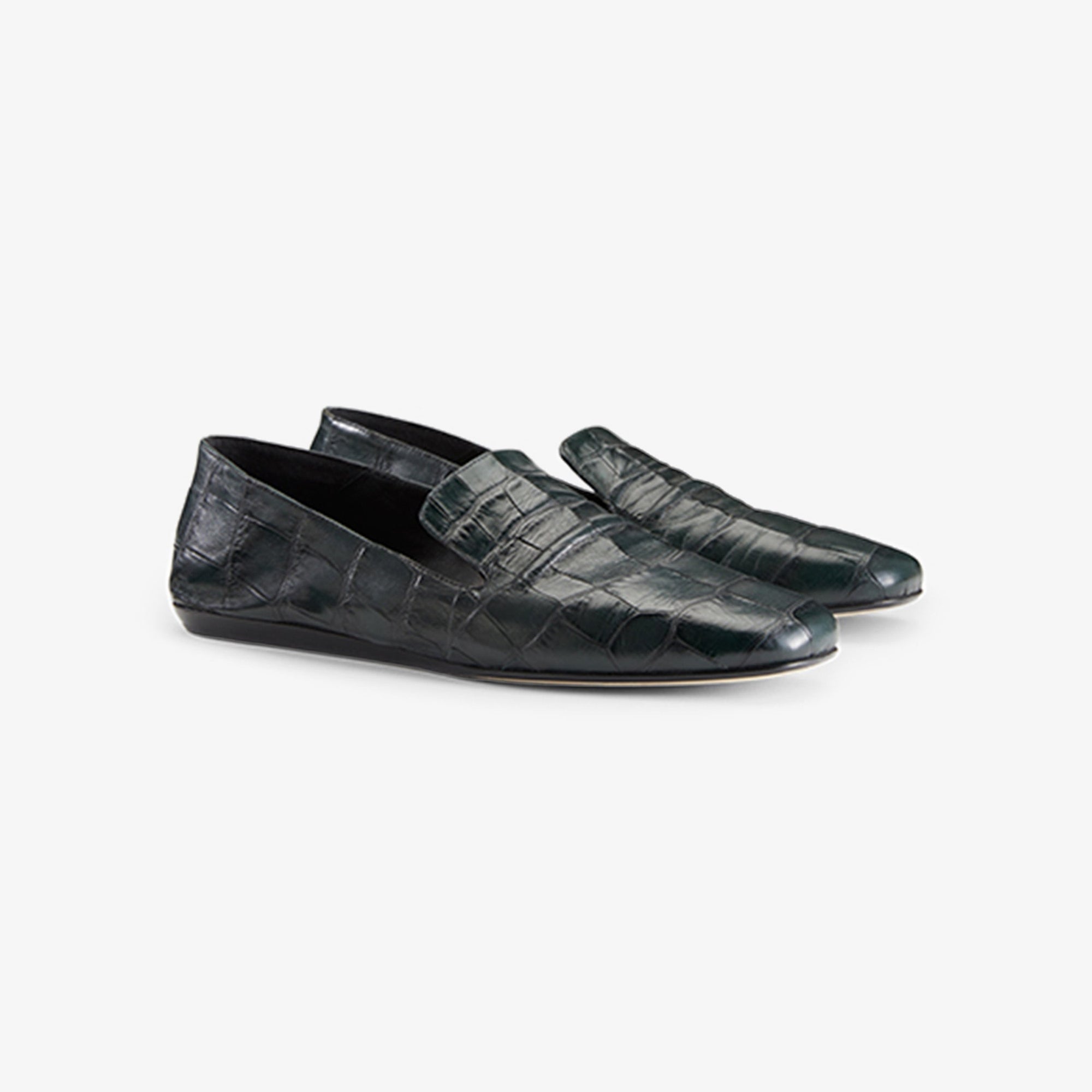 still image of the grace loafer in green croc | Lead