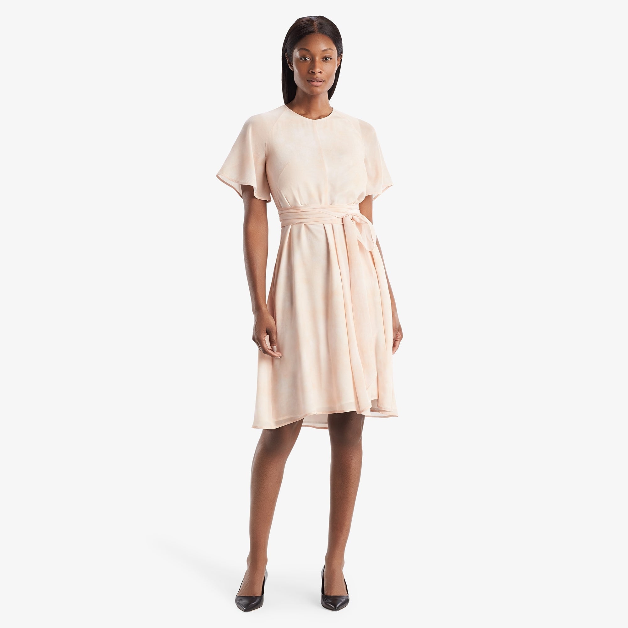 Front image of a woman standing wearing the Jessica Dress in ballet | Lead