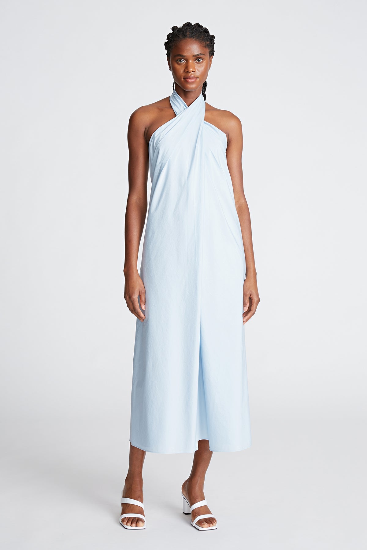 Halston | Zoie Dress In Cotton Shirting | Lt. Powder