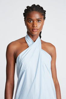 Halston | Zoie Dress In Cotton Shirting | Lt. Powder