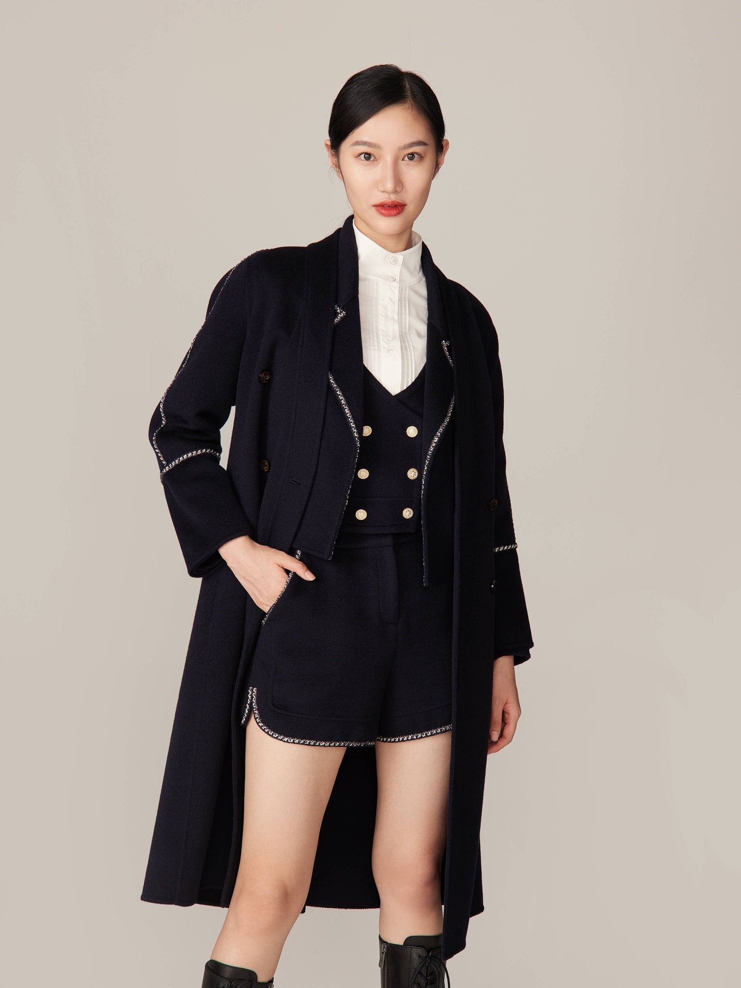 Ngari Cashmere Coat | Navy