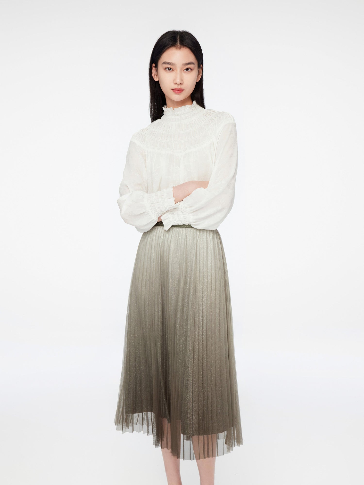 Ruffle-Collar Blouse | White