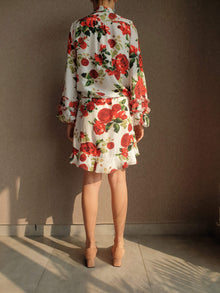 Short Dress | White/Red Roses