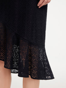 Elegant Fishtail Hem Midi Skirt | Black