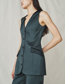 Womens | The Duchess Satin Vest | Emerald