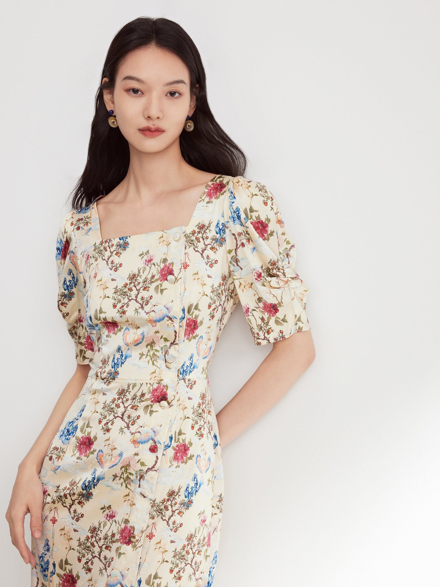 Floral Dress | Beige