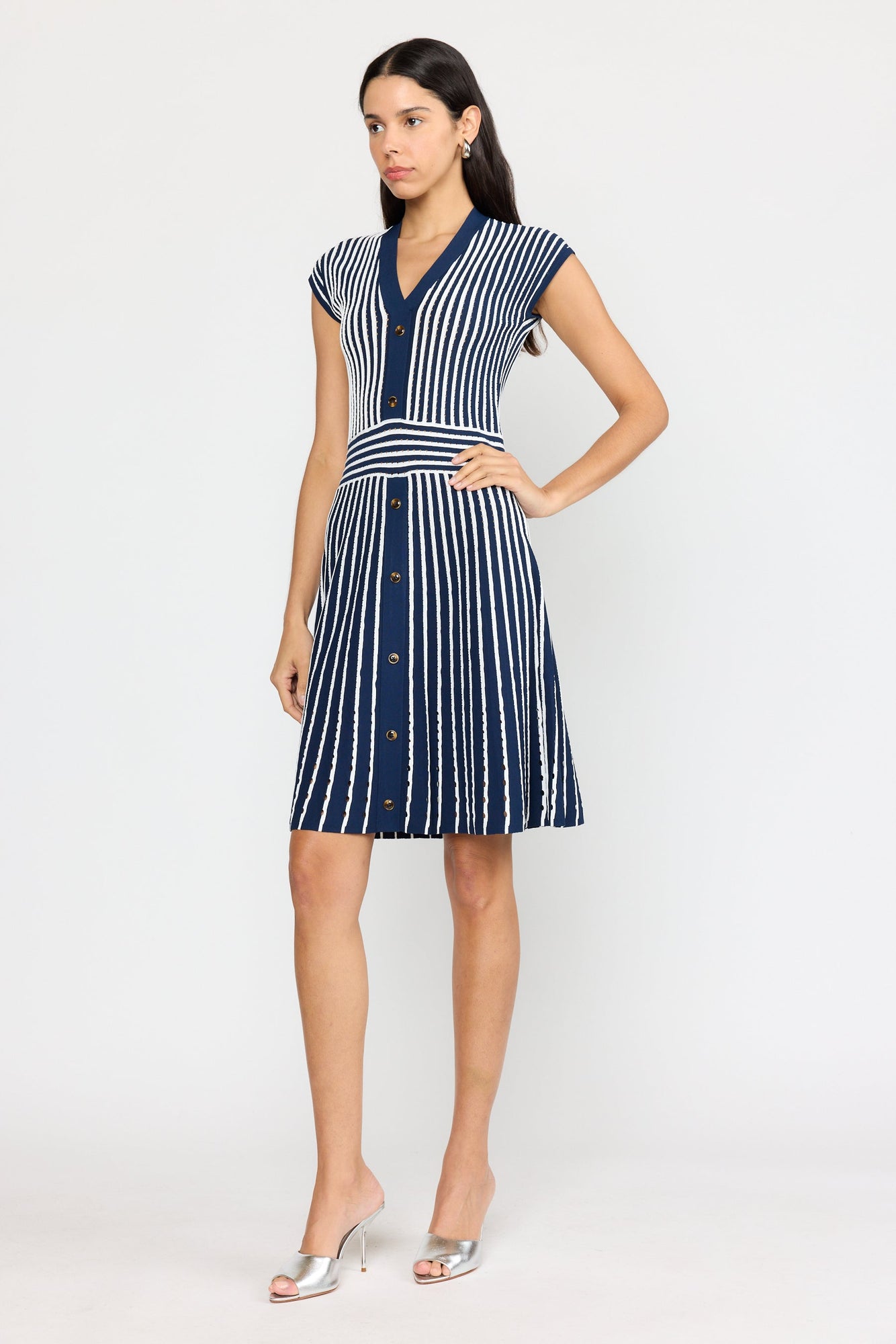 Kris Dress | Pinstripe Navy