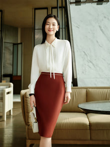 Silk Embrpoidered Collar Shirt | White