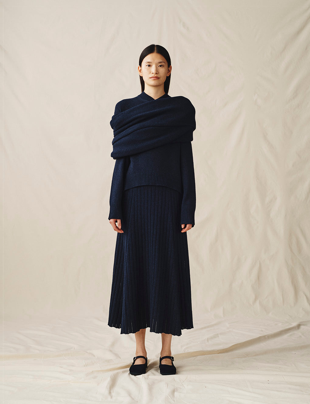 Womens | The Knit Skirt | Navy Melange