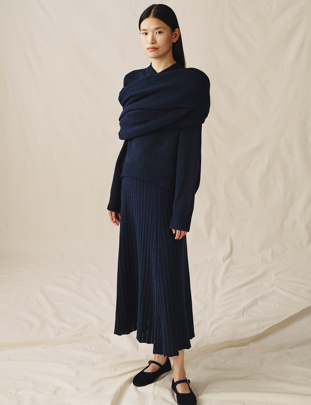 Womens | The Knit Skirt | Navy Melange