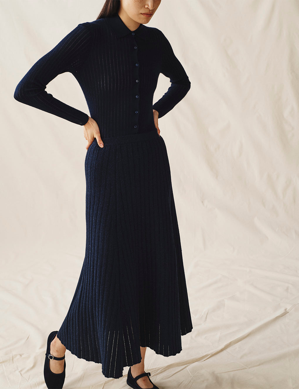 Womens | The Knit Skirt | Navy Melange