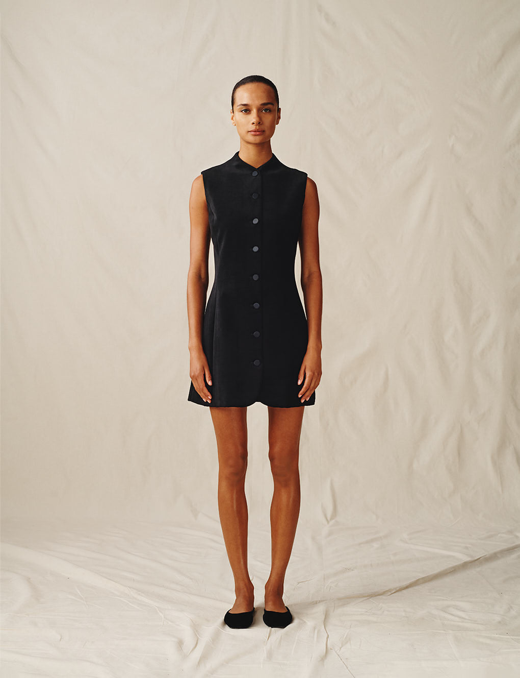 Womens | The Textured Velvet Mini Dress | Black