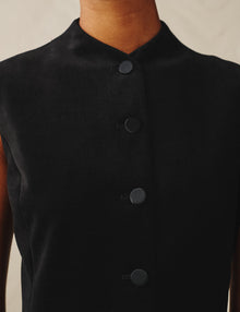 Womens | The Textured Velvet Mini Dress | Black