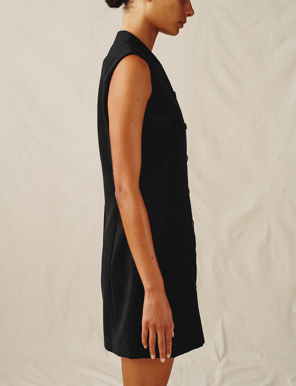 Womens | The Textured Velvet Mini Dress | Black