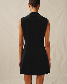 Womens | The Textured Velvet Mini Dress | Black
