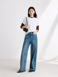 Wide-Leg Denim Trousers | Blue