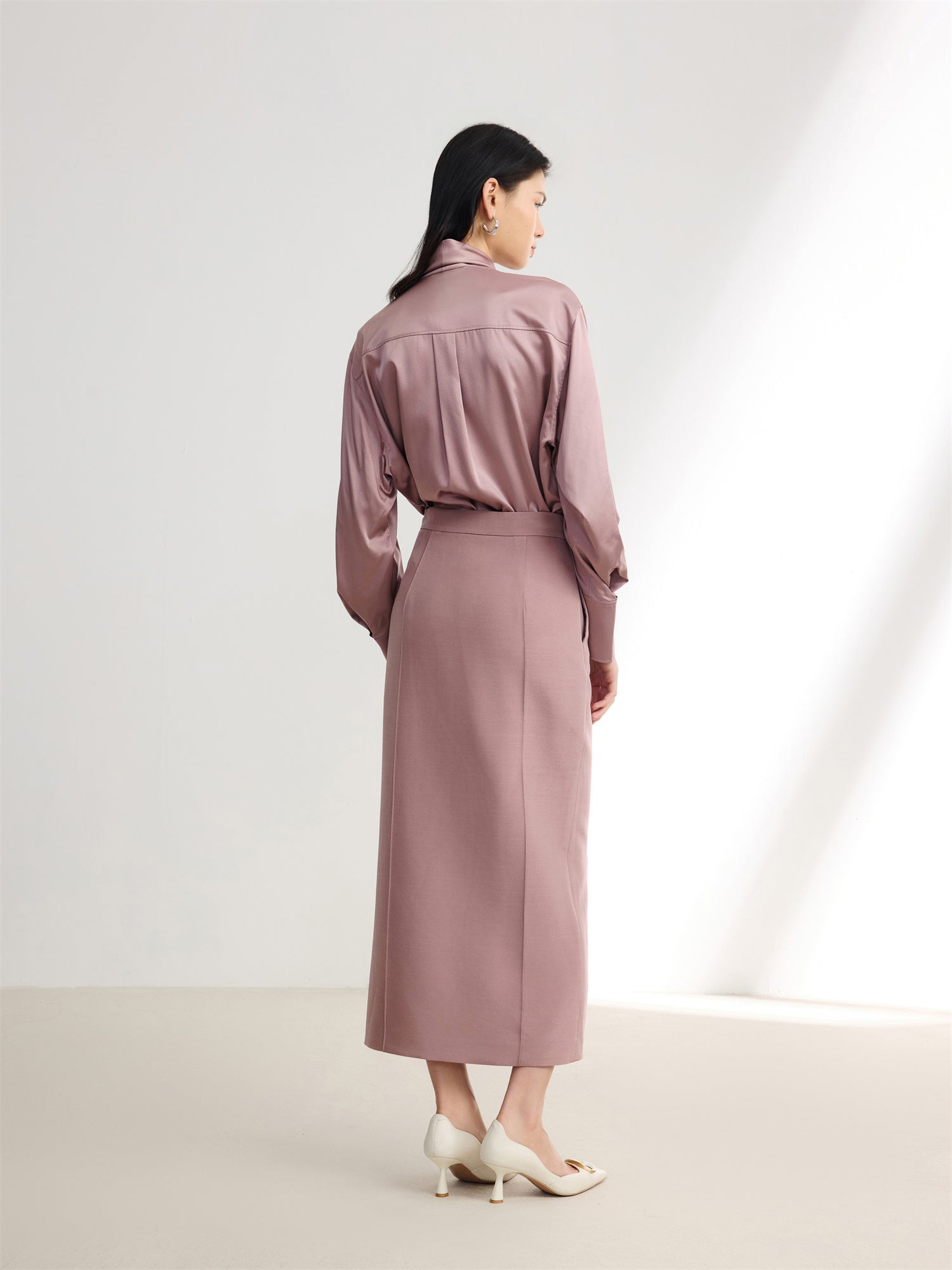 Silk-Wool Pleated Skirt | Purple