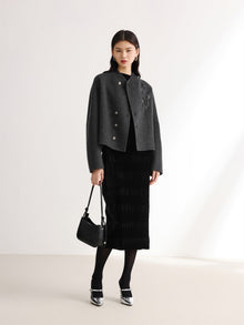 Chinese Style Double-Faced Short Coat | Grey