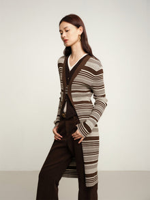Knitted Long Cardigan Jacket | Brown
