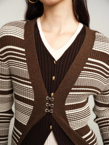 Knitted Long Cardigan Jacket | Brown
