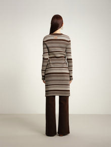 Knitted Long Cardigan Jacket | Brown