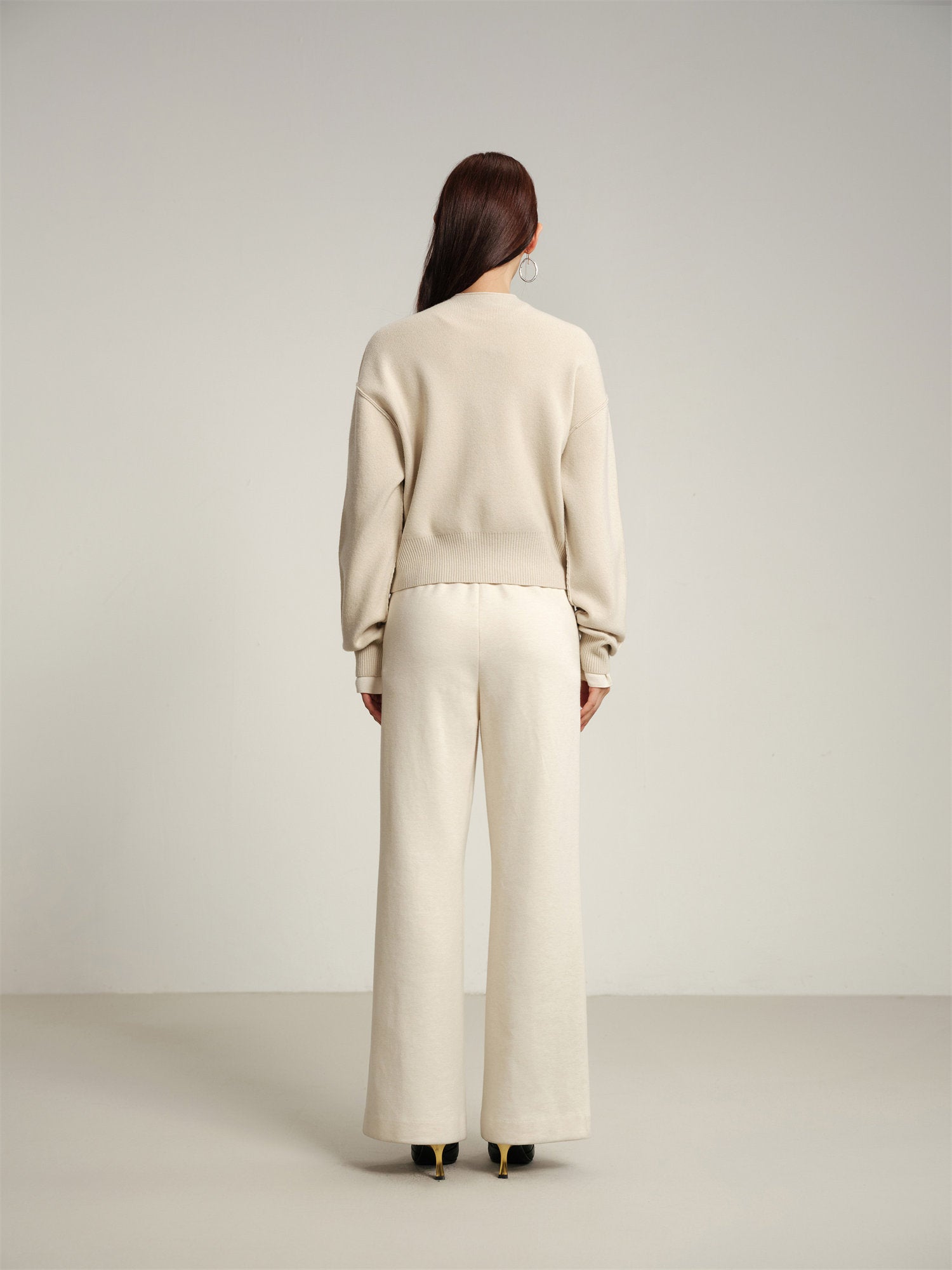 Batwing Sleeve Zippered Jacket | White