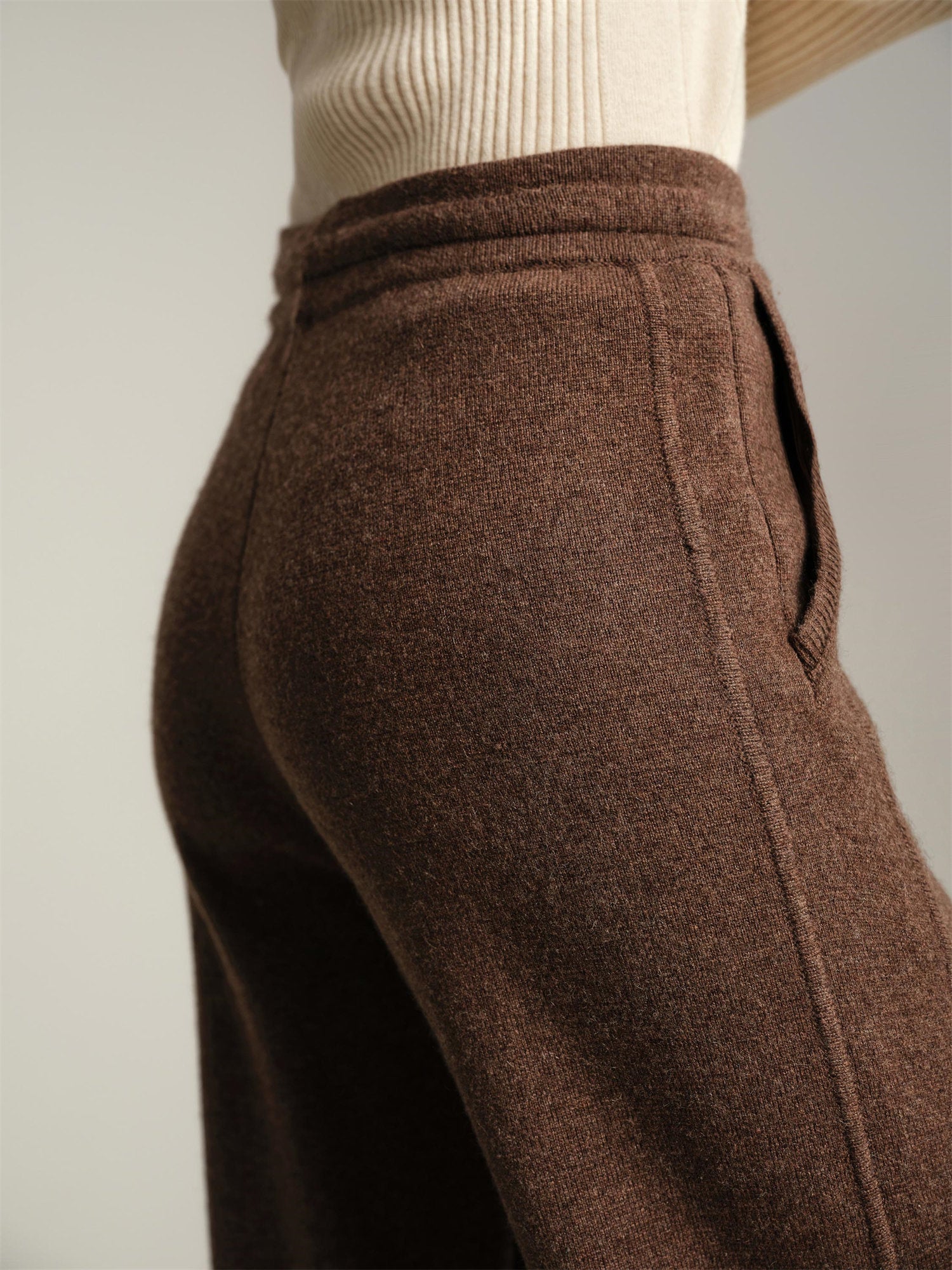 Wide-Leg Knitted Pants | Brown