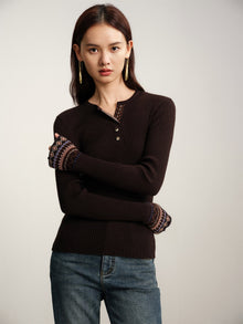 Yak Wool Ethnic Style Pullover | Brown