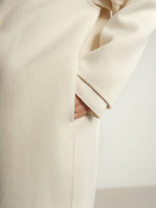 Notched Collar Cashmere Double-Breasted Coat | White
