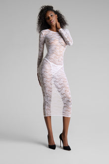 Long sleeve midi dress - Flashback | White