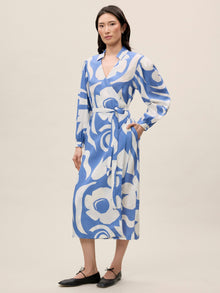 Silhouette Fleur Long Sleeve Whisper Dress | Silhouette Fleur French Blue Combo