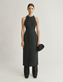 Womens | The Albers Dress in Structured Wool-Silk | Black