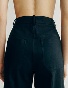 Womens | The Drop-Pocket Trousers in Striated Cotton | Midnight