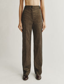 Womens | The Drop-Pocket Trousers in Striated Cotton | Oak