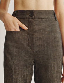 Womens | The Drop-Pocket Trousers in Striated Cotton | Oak