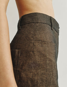 Womens | The Drop-Pocket Trousers in Striated Cotton | Oak