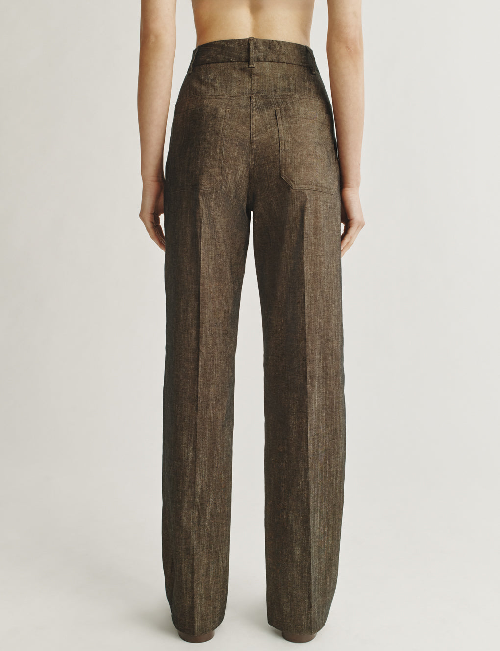 Womens | The Drop-Pocket Trousers in Striated Cotton | Oak