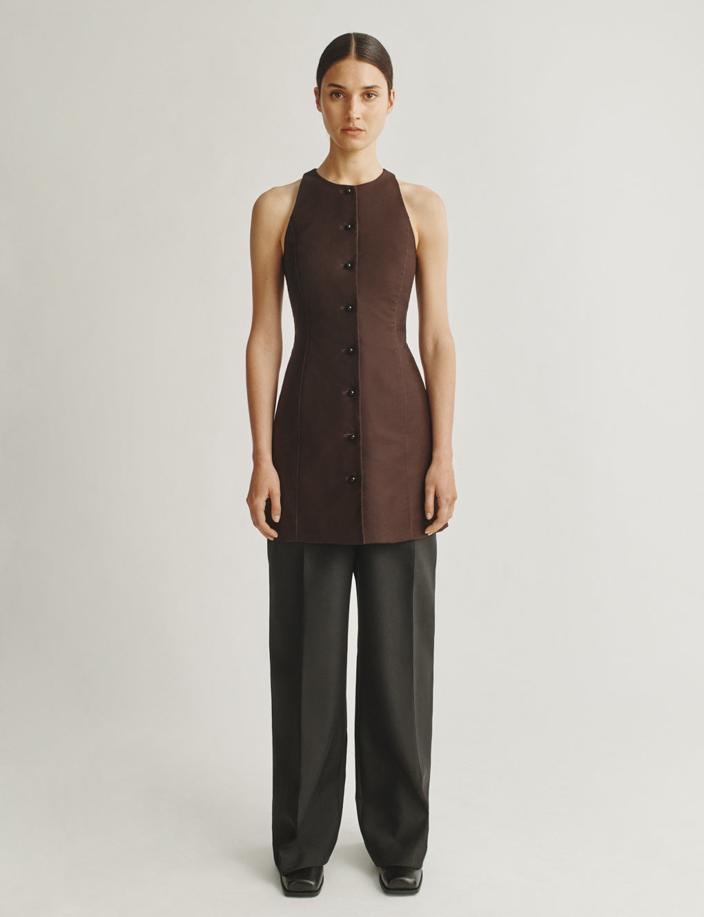 Womens | The Lutz Dress in Cotton Sateen | Espresso