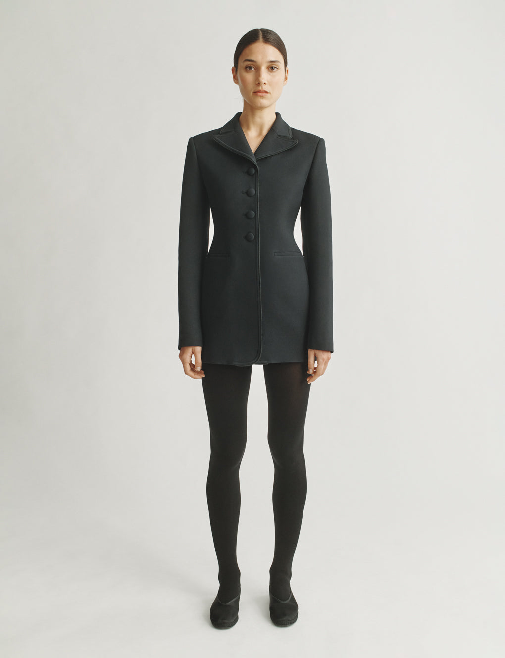 Womens | The Marlene Jacket in Structured Wool-Silk | Black